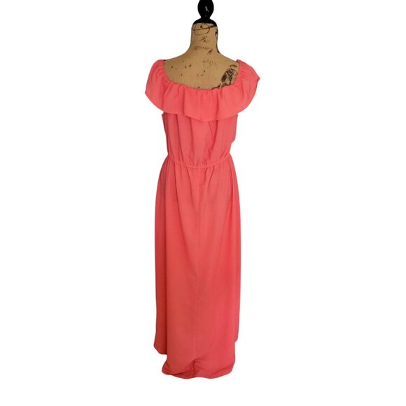 Kingston Grey Off-The-Shoulder High-Low Coral Maxi Dress Juniors XL - Picture 4 of 9